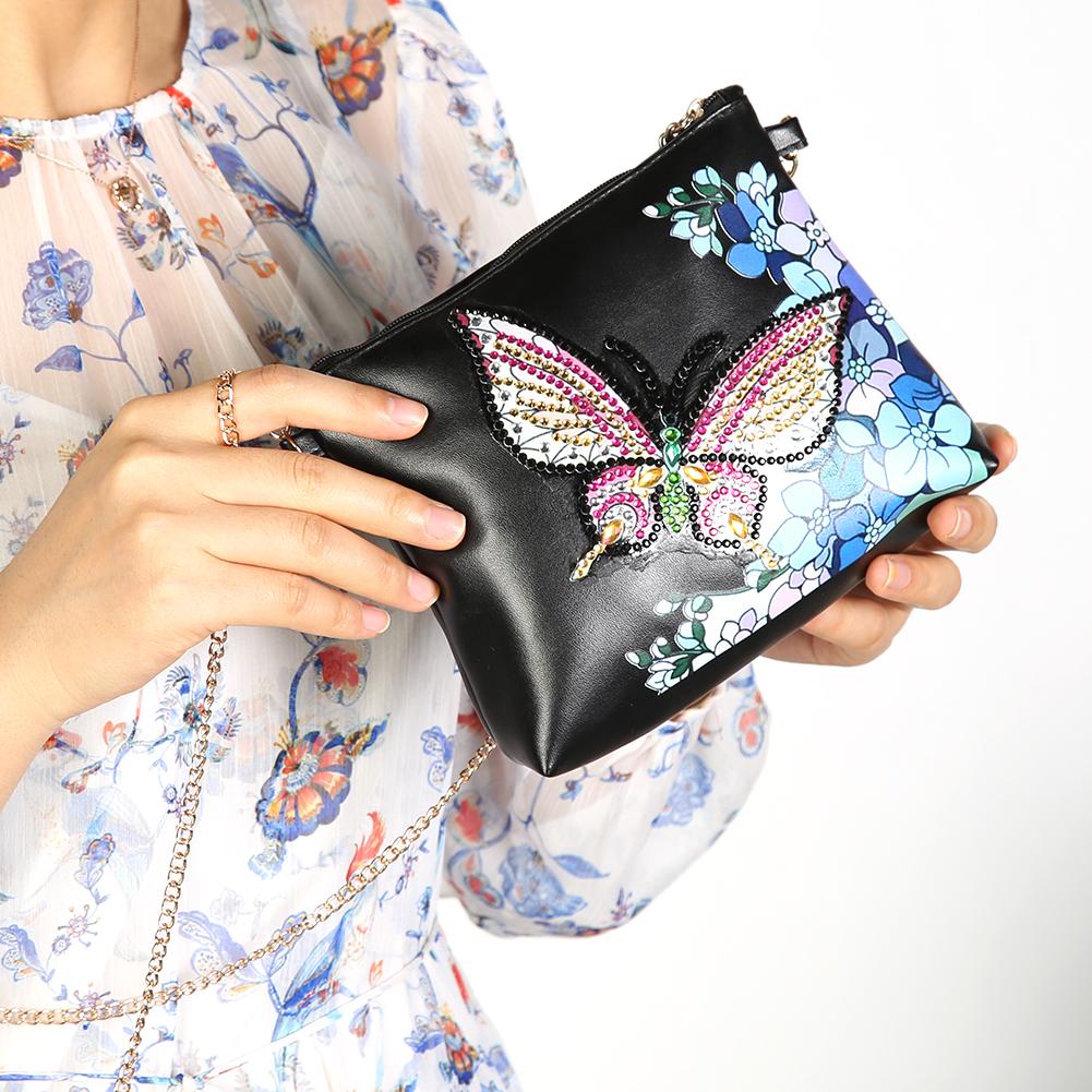 DIY butterfly shaped diamond painting one-shoulder chain lady bag