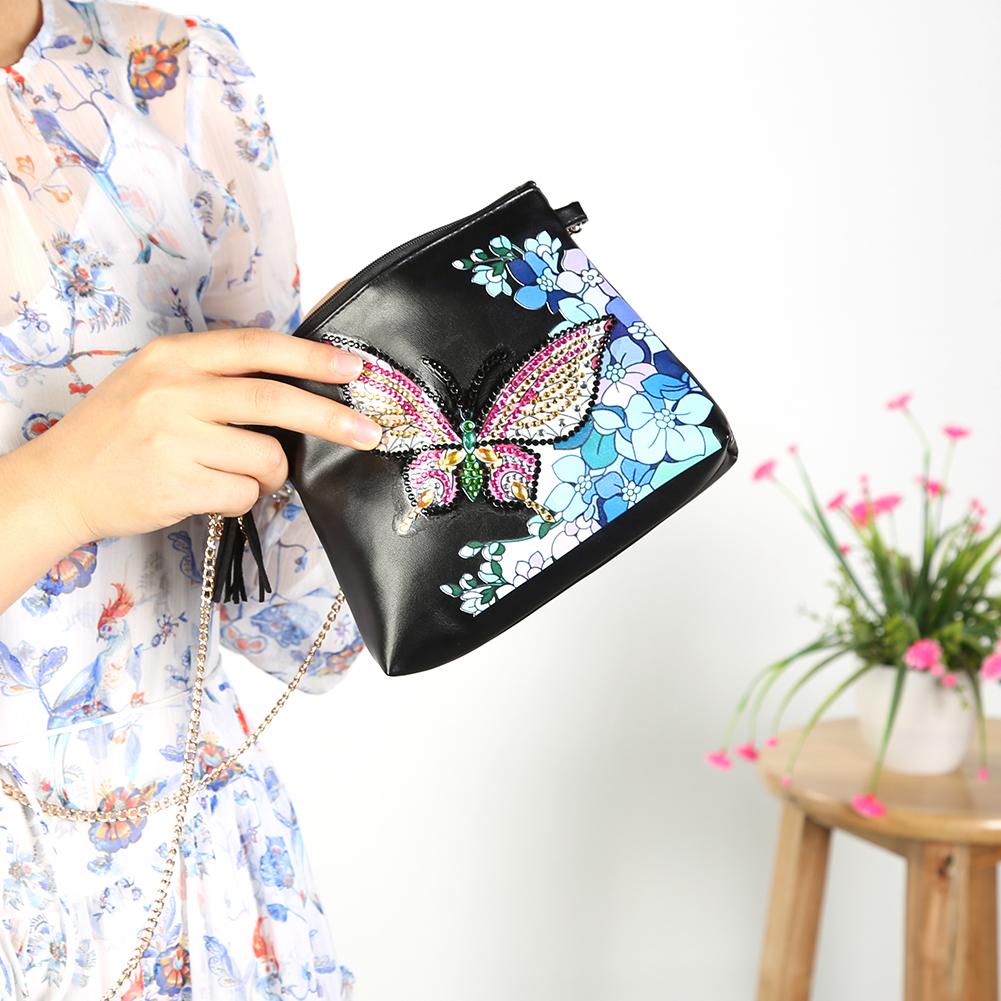 DIY butterfly shaped diamond painting one-shoulder chain lady bag