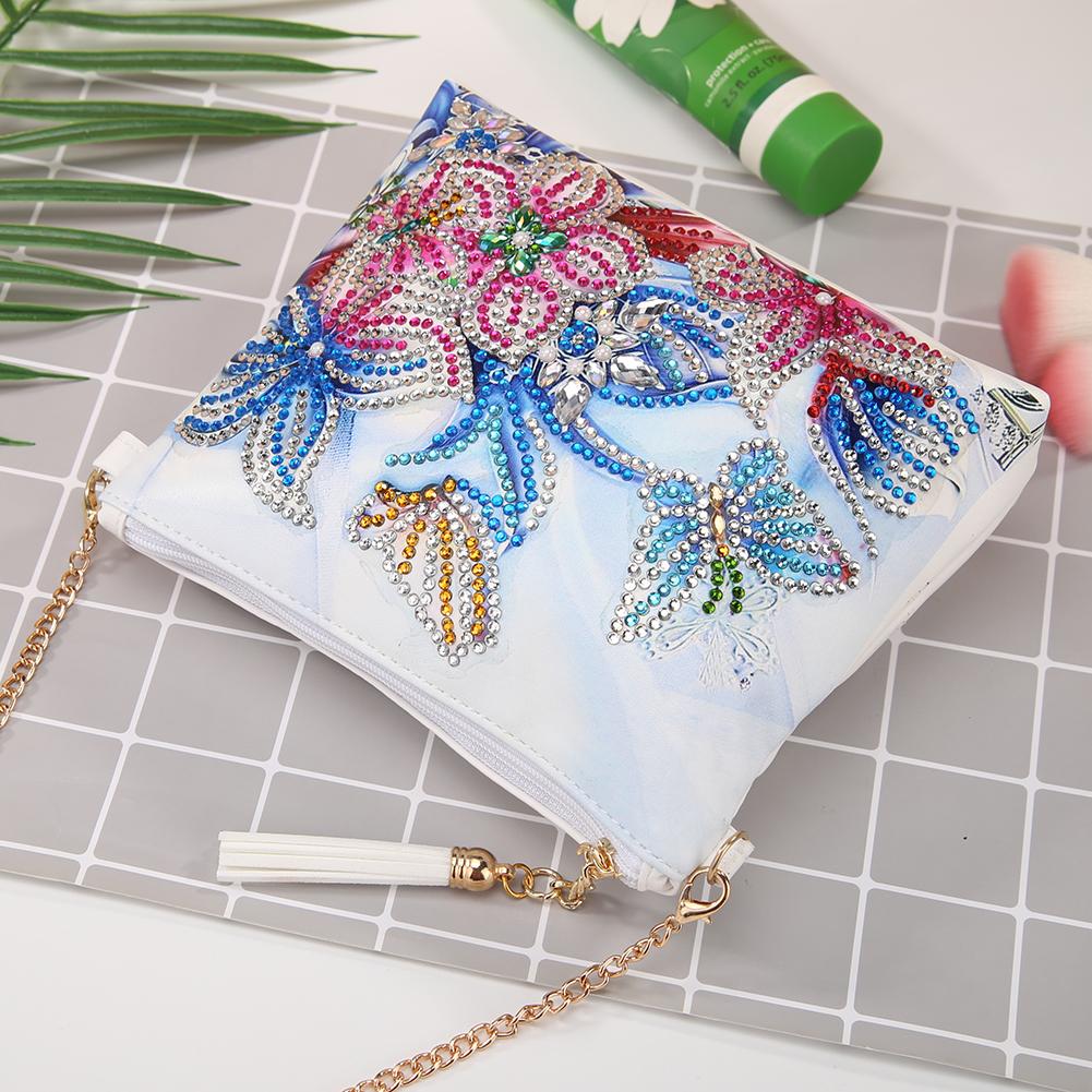 DIY Flower Special Shape Diamond Painting Leather Chain Shoulder Bag Clutch