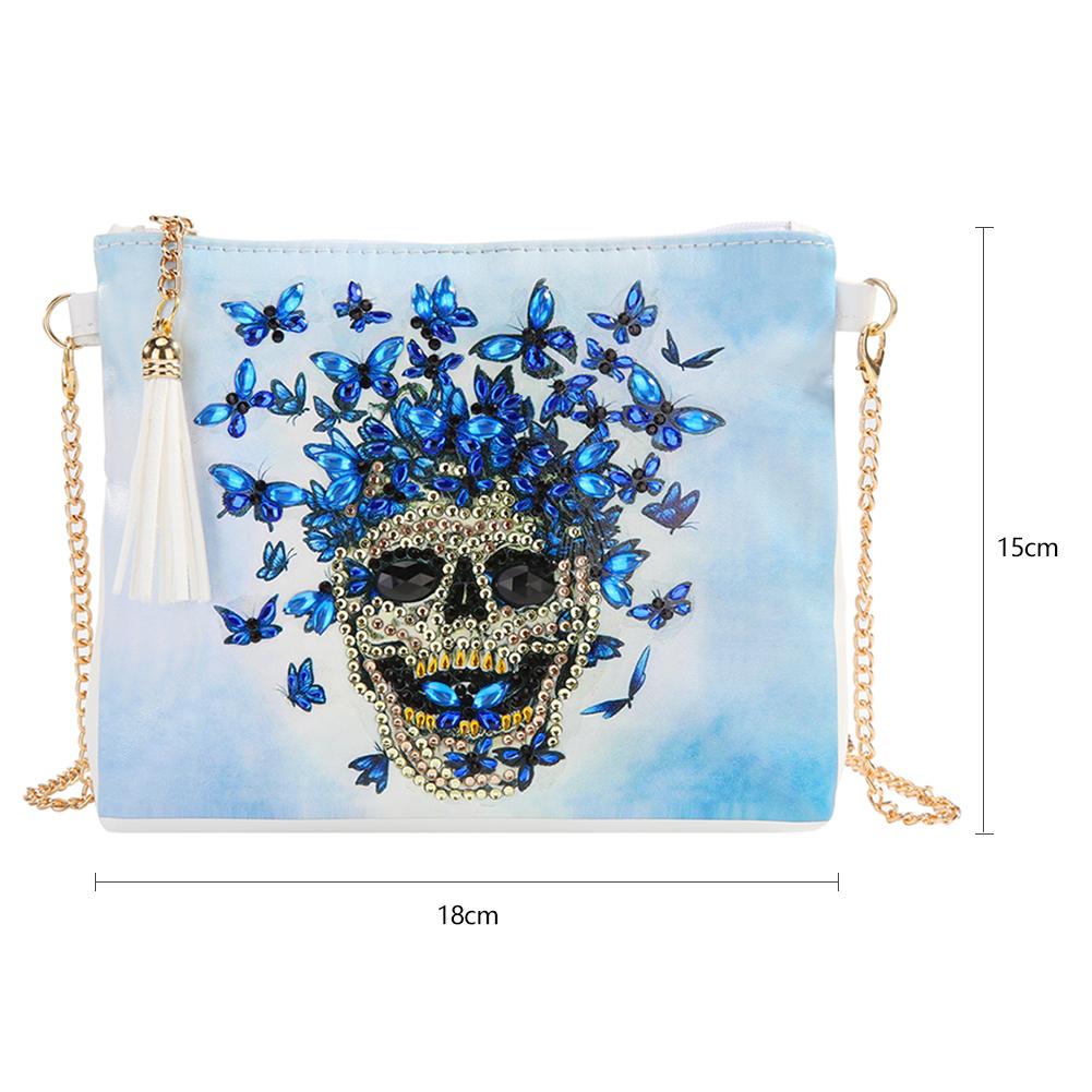 Bricolage crâne papillon en forme de diamant peinture une épaule chaîne sac de dame