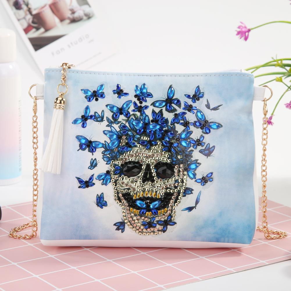 DIY Skull butterfly shaped diamond painting one-shoulder chain lady bag