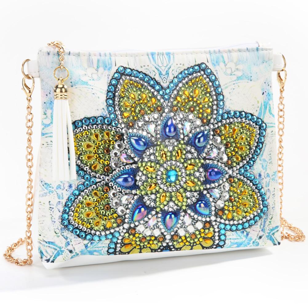 DIY Mandala shaped diamond painting one-shoulder chain lady bag