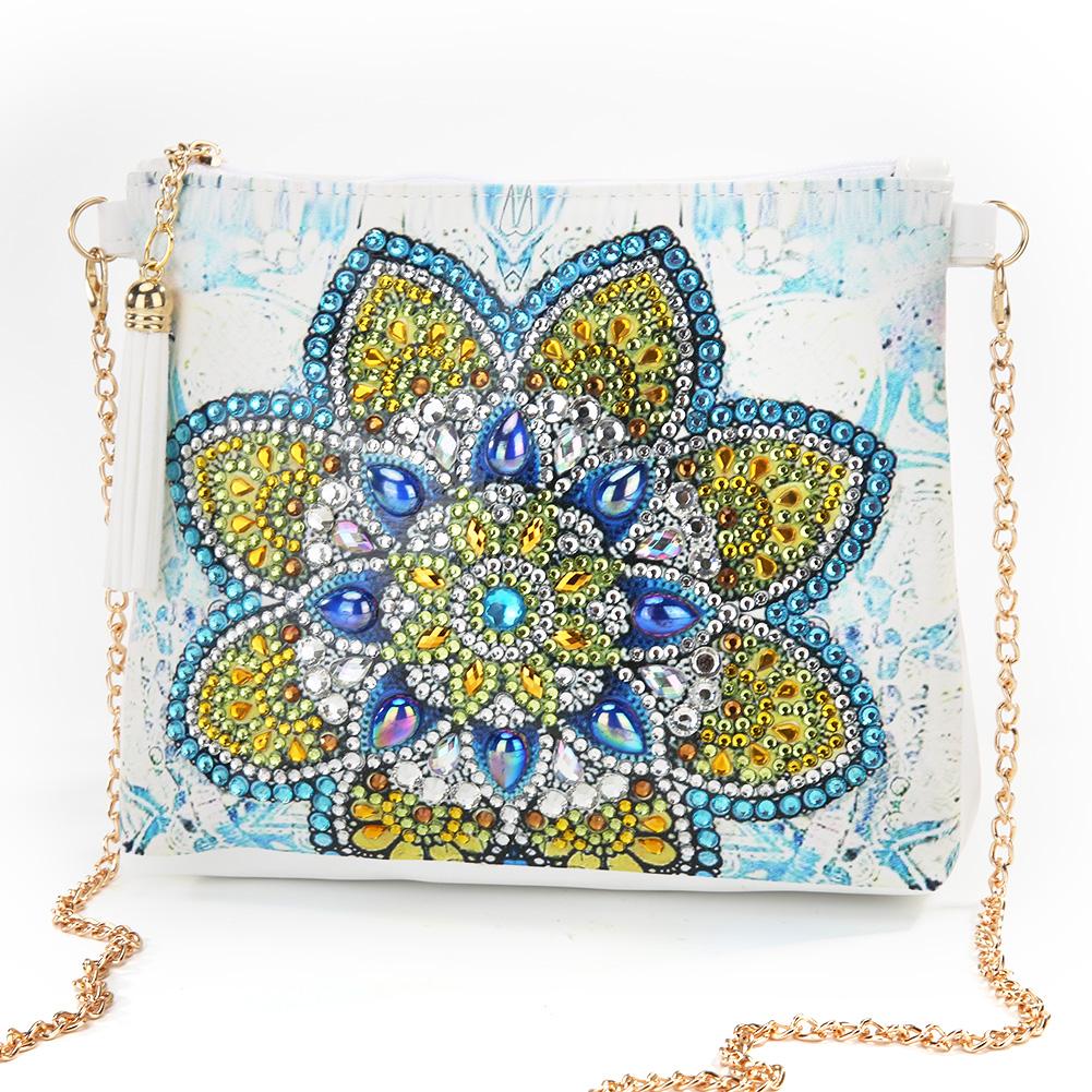 DIY Mandala shaped diamond painting one-shoulder chain lady bag