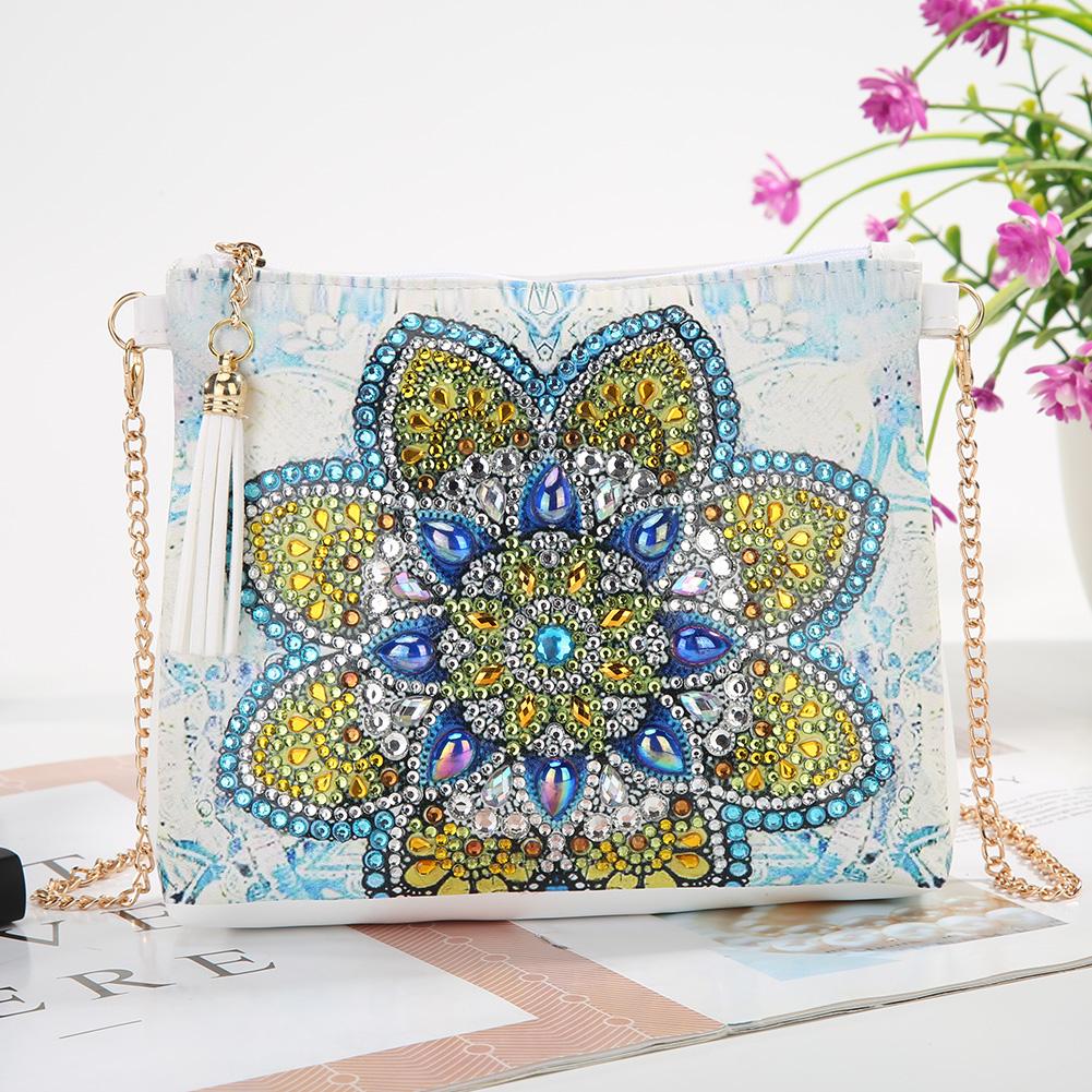 DIY Mandala shaped diamond painting one-shoulder chain lady bag