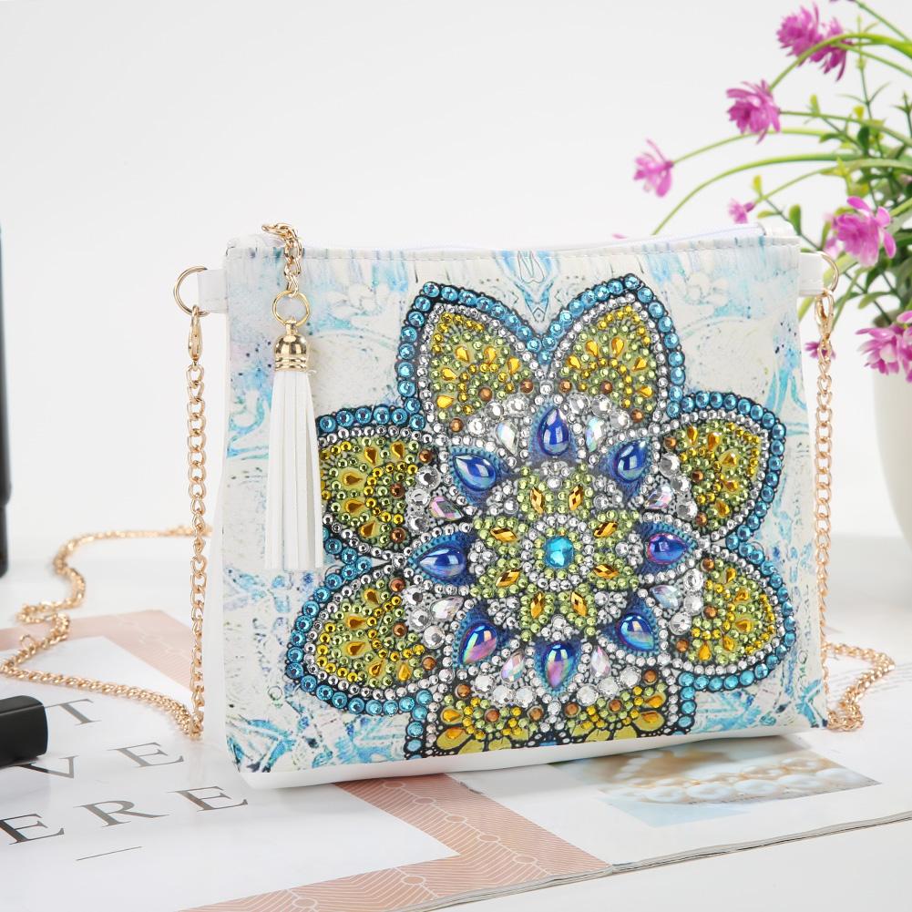 DIY Mandala shaped diamond painting one-shoulder chain lady bag