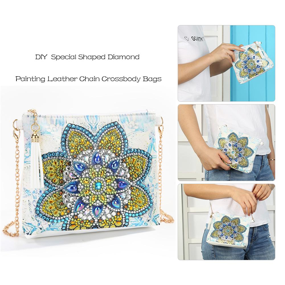 DIY Mandala shaped diamond painting one-shoulder chain lady bag