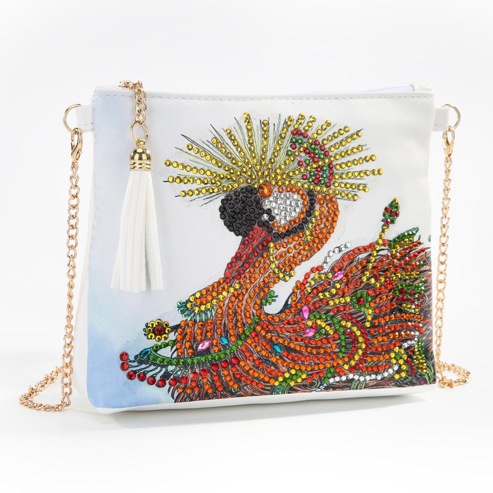 DIY swan shaped diamond painting one-shoulder chain lady bag