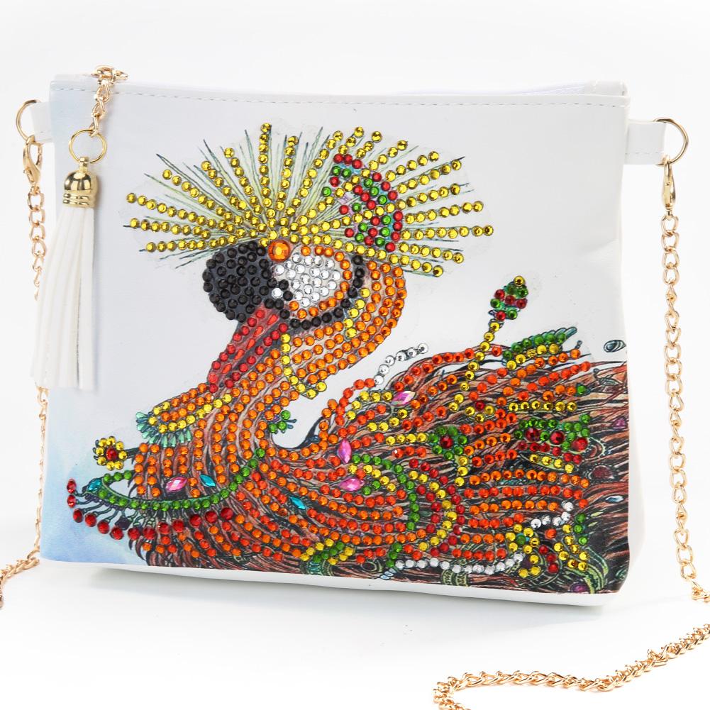 DIY swan shaped diamond painting one-shoulder chain lady bag