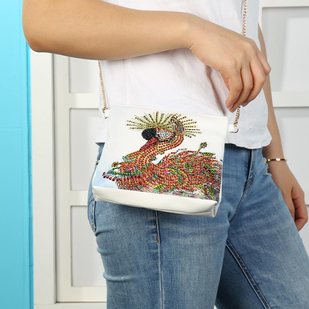 DIY swan shaped diamond painting one-shoulder chain lady bag