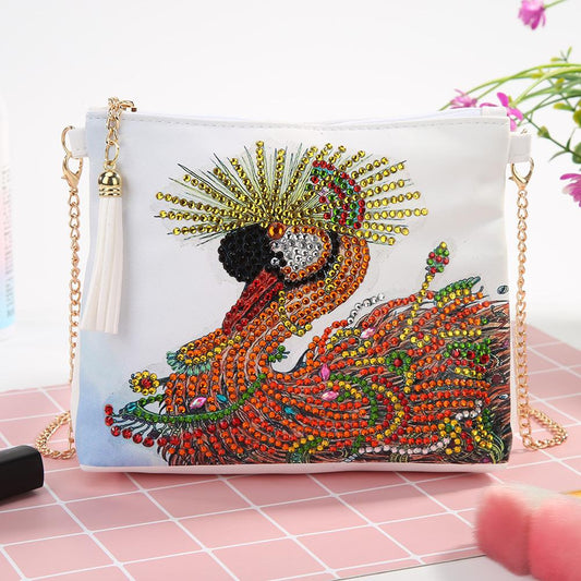 DIY swan shaped diamond painting one-shoulder chain lady bag