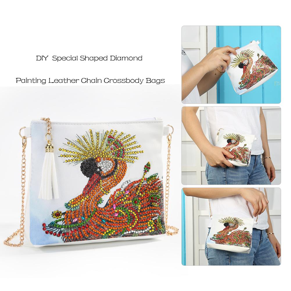 DIY swan shaped diamond painting one-shoulder chain lady bag