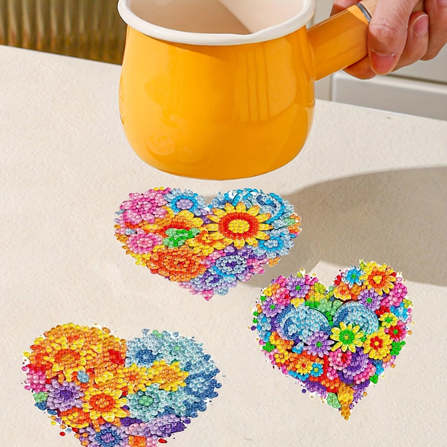 6 pcs set DIY Special Shaped Diamond Painting Coaster  | love（no holder）