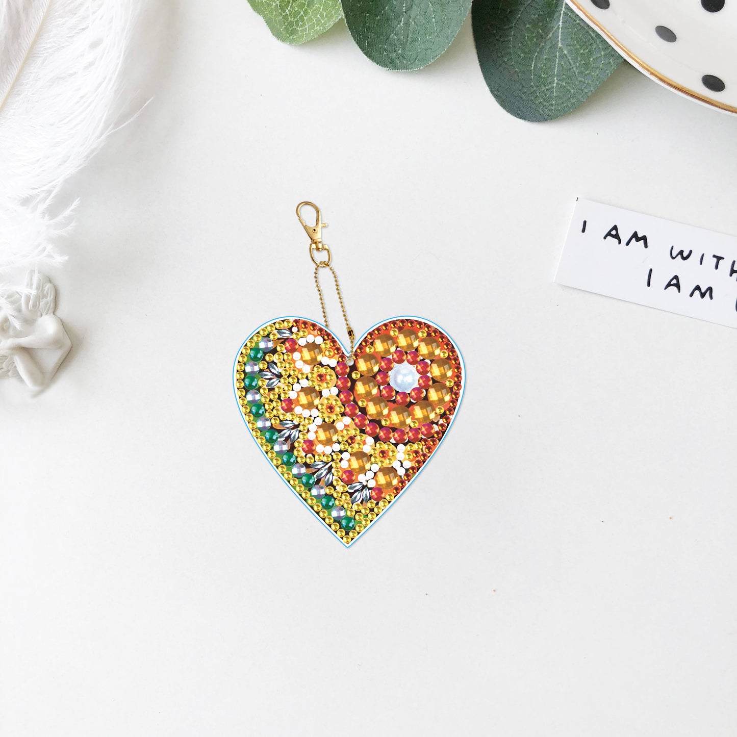 DIY keychain | Heart | Double-sided | Five Piece Set