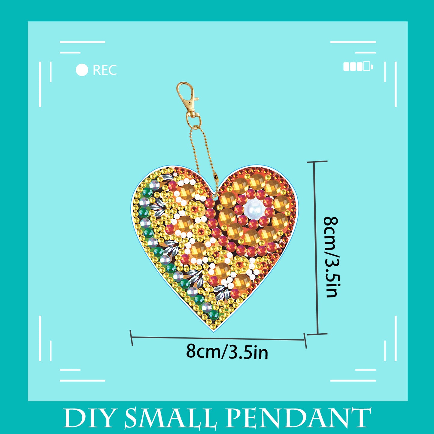 DIY keychain | Heart | Double-sided | Five Piece Set