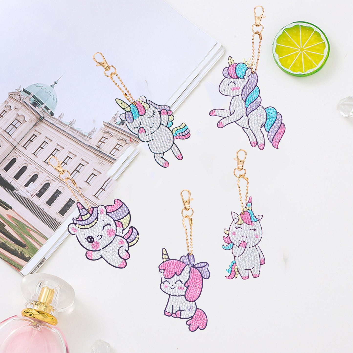 DIY keychain | Unicorn | Double-sided | Five Piece Set