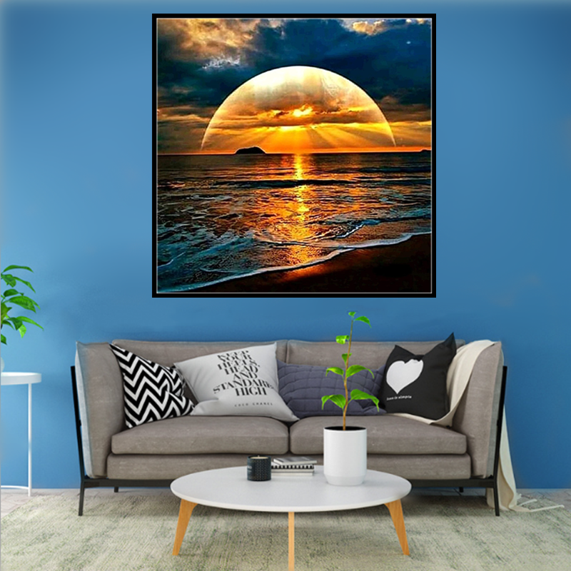 The sea under the sunset | Full Round Diamond Painting Kits