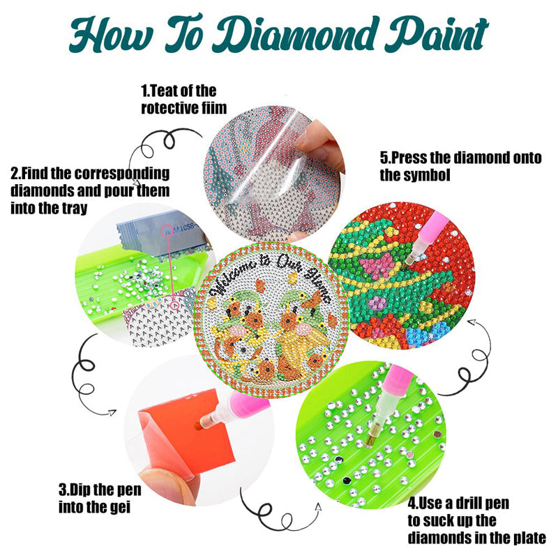 4PCS Diamond Painting Placemats Insulated Dish Mats | Gnome