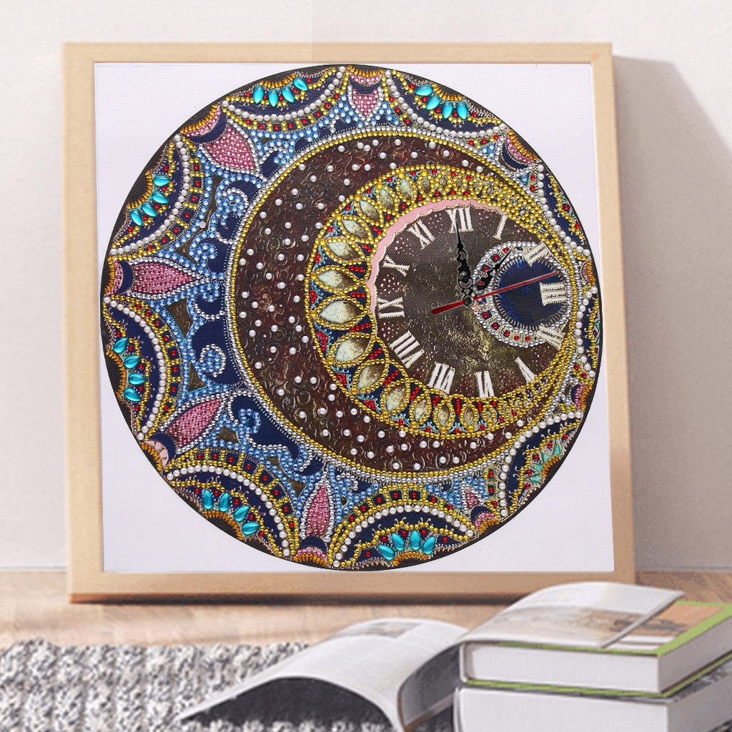 Mandala Flower Clock  | Special Shaped | Crystal Rhinestone  | Full Round Diamond Painting Kits