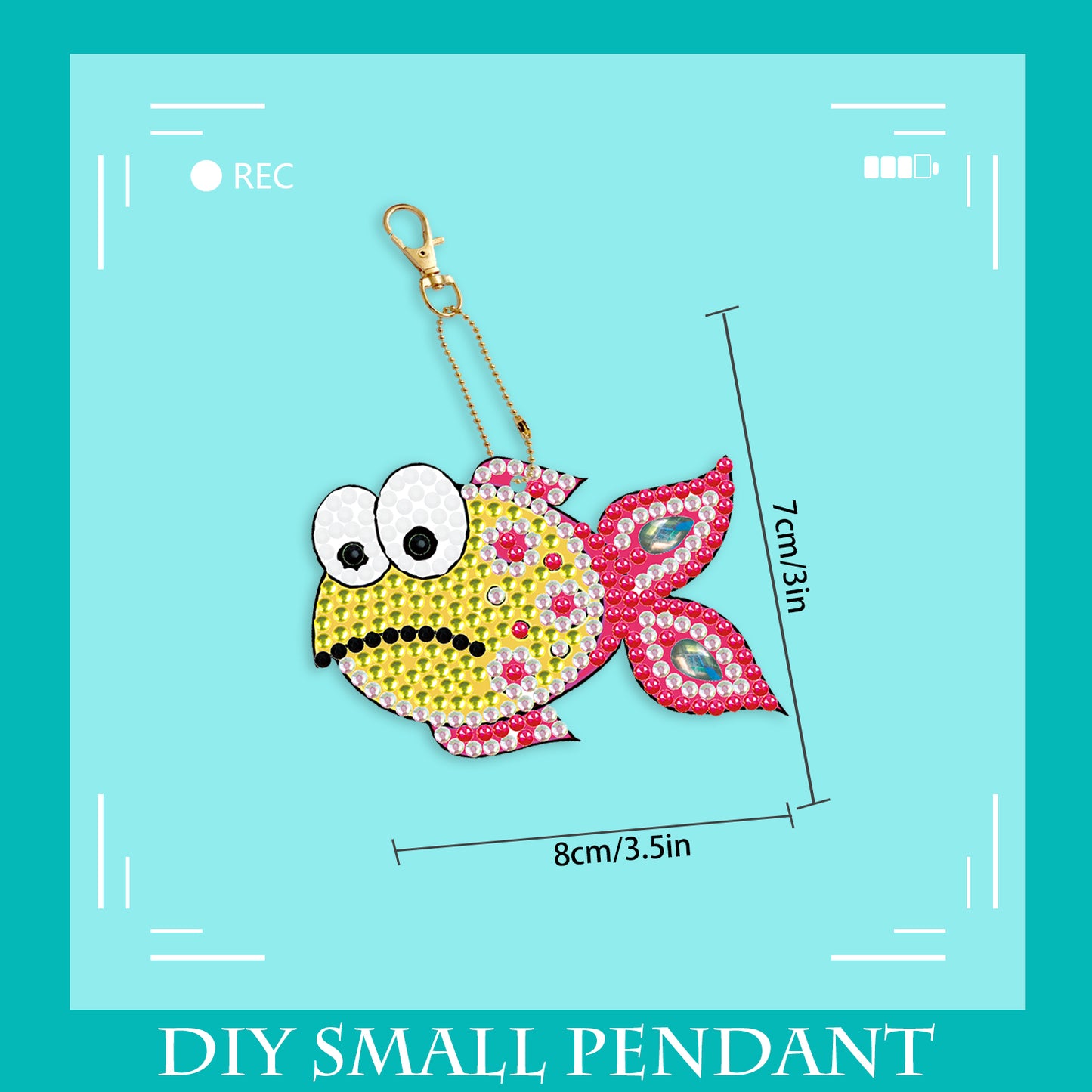 DIY keychain | Fish Seahorse Crab | Double-sided | Five Piece Set