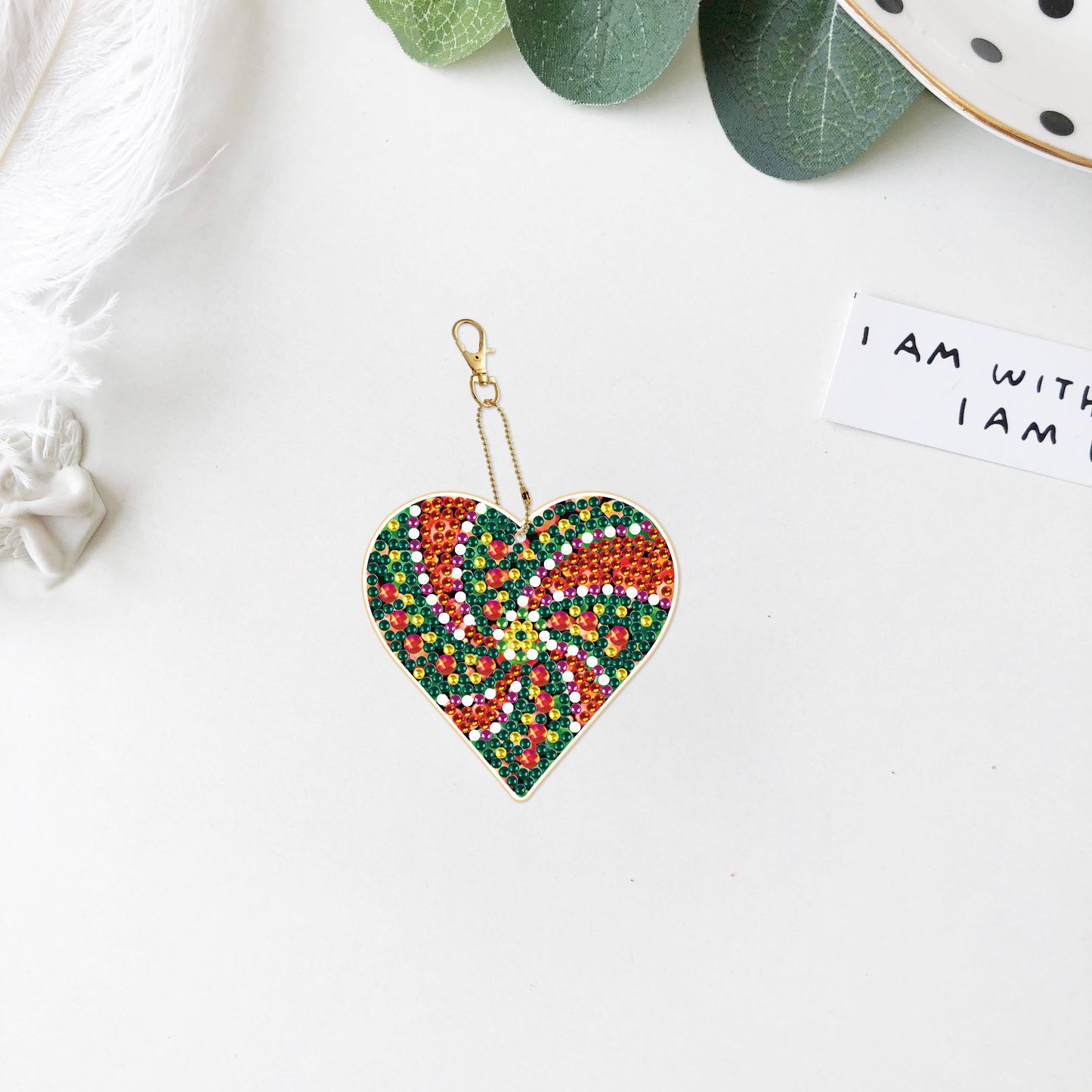 DIY keychain | Heart | Double-sided | Five Piece Set