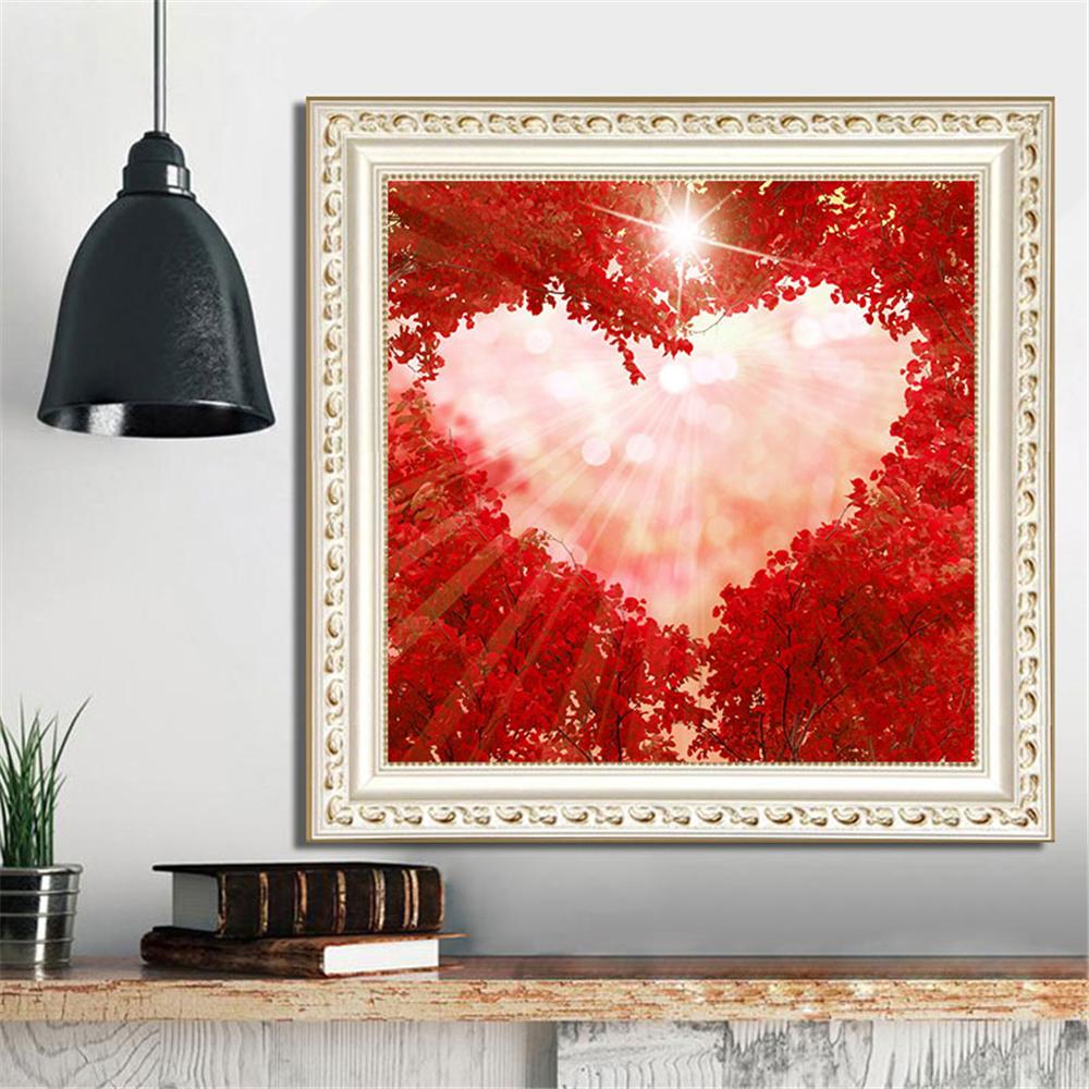 Red Leaf Tree Love | Full Square Diamond Painting Kits