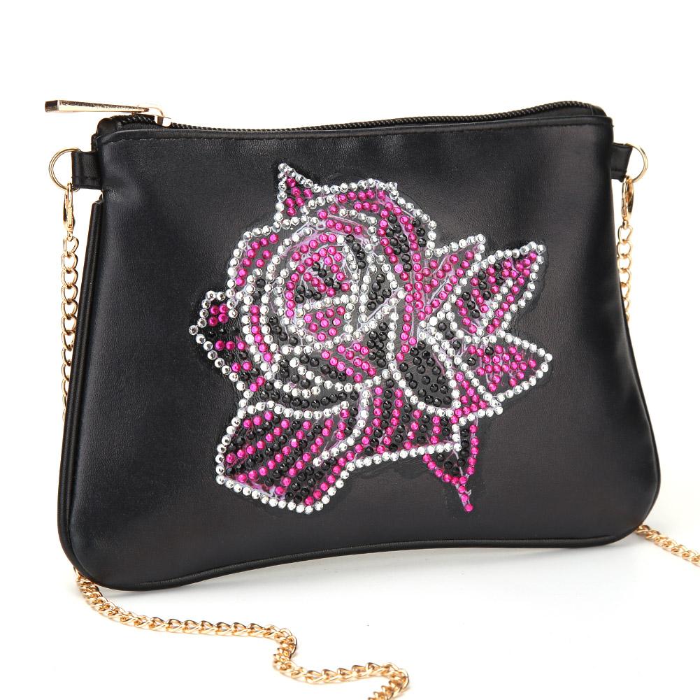 DIY rose shaped diamond painting one-shoulder chain lady bag