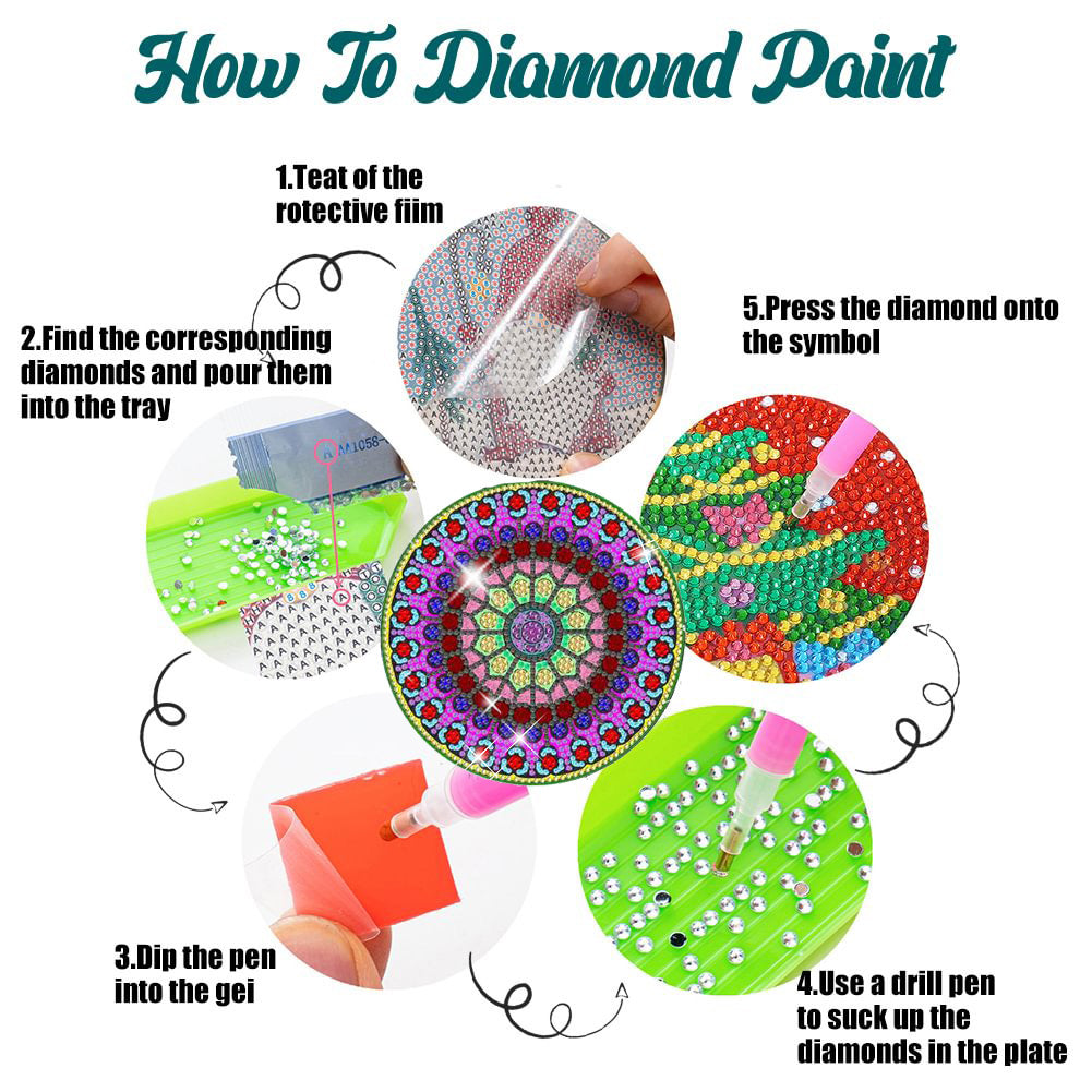 4PCS Diamond Painting Placemats Dish Mats | Mandala