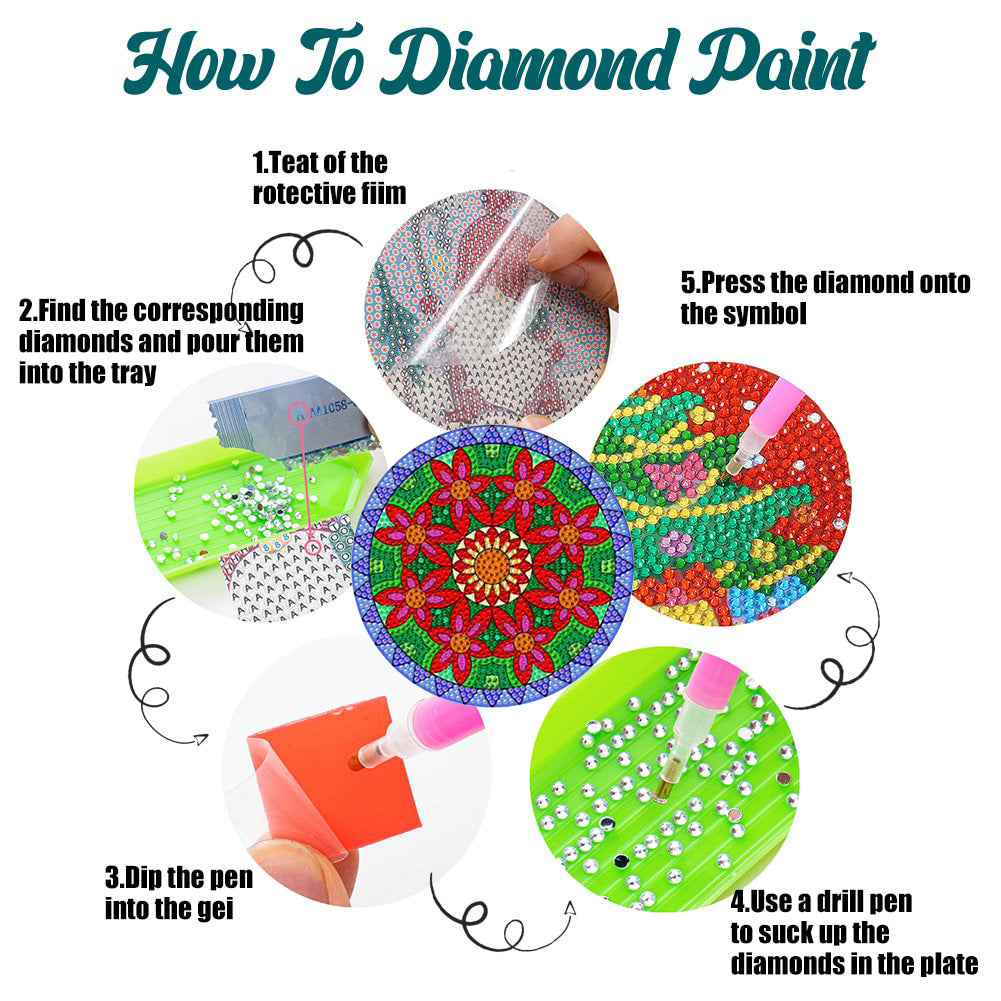 4PCS Diamond Painting Placemats Dish Mats | Mandala