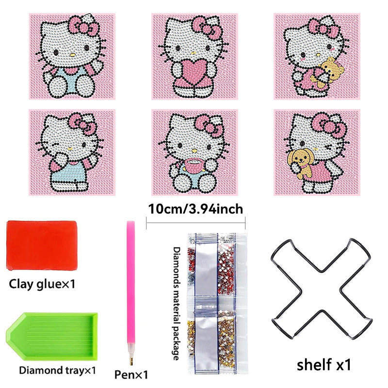 6 pcs set DIY Special Shaped Diamond Painting Coaster | Cartoon (no holder)