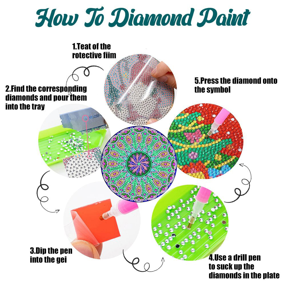 4PCS Diamond Painting Placemats Dish Mats | Mandala