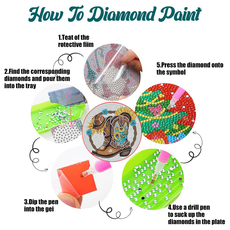 4PCS Diamond Painting Placemats Insulated Dish Mats | Boots