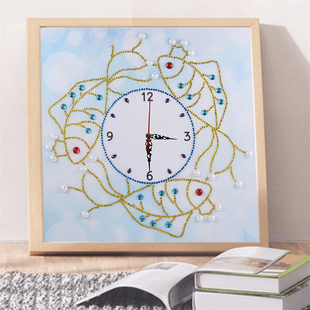 fish clock | Crystal Rhinestone  | Full Round Diamond Painting Kits