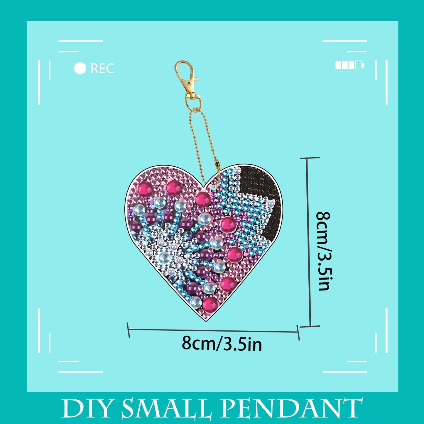 DIY keychain | Heart | Double-sided | Five Piece Set