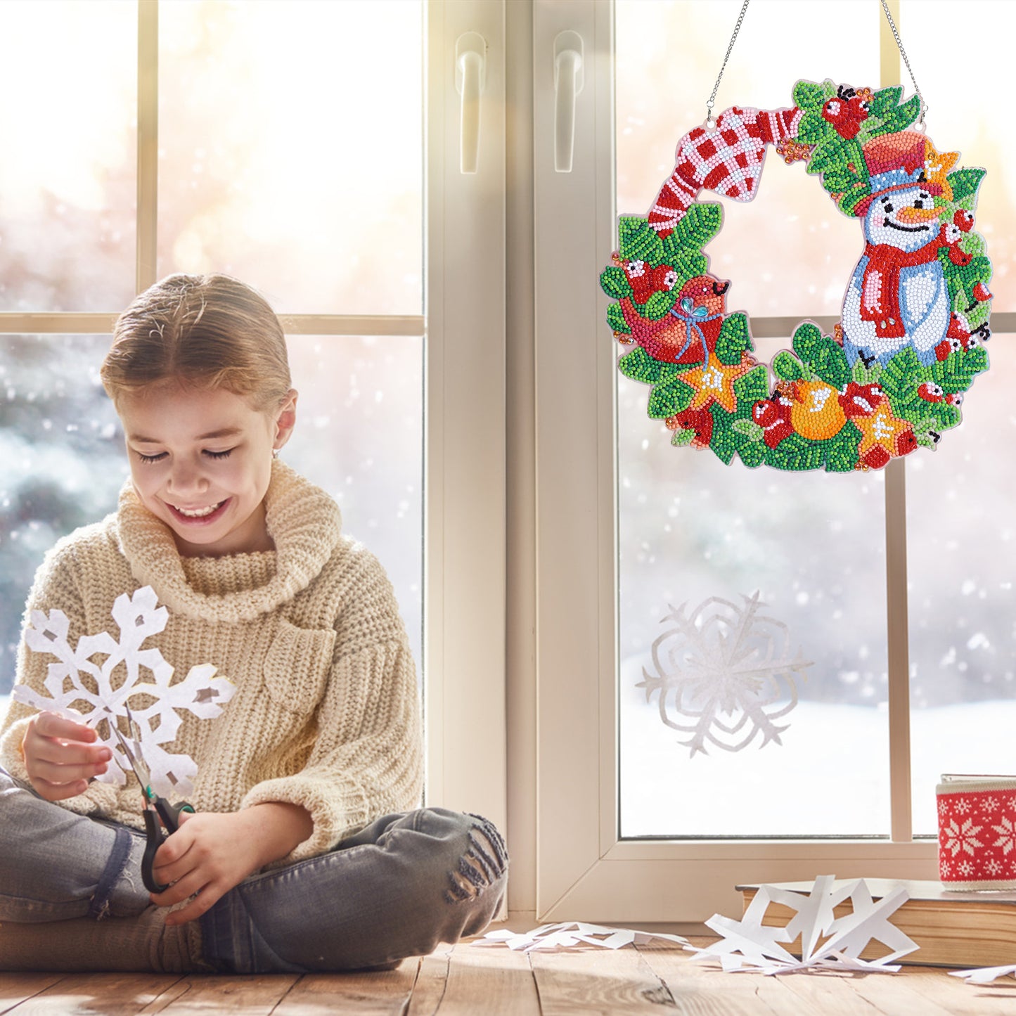 DIY Diamond Hanging Wreath Home Decor Kit | Snowman