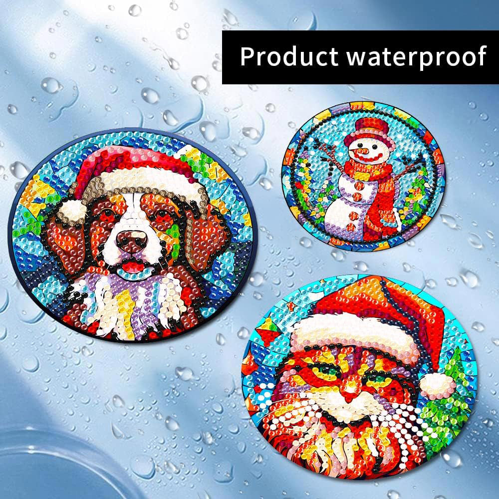 8 pcs set DIY Special Shaped Diamond Painting Coaster  | Christmas（no holder）