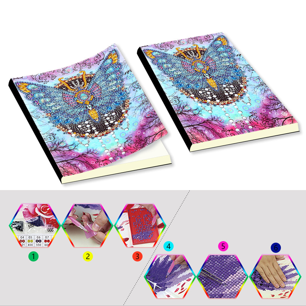 A5 5D Notebook DIY Partie Forme Spéciale Strass Journal Journal | Papillon
