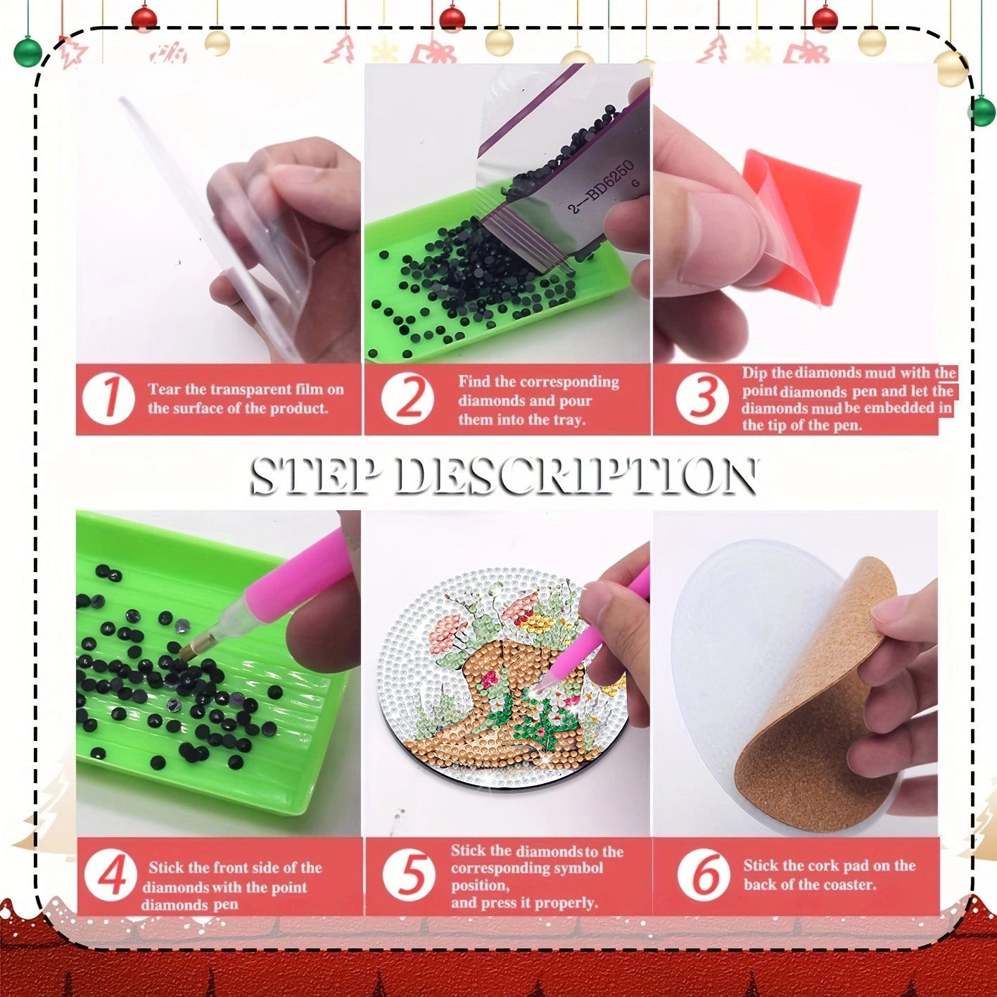 6 pcs set DIY Special Shaped Diamond Painting Coaster  | Coots (no holder)