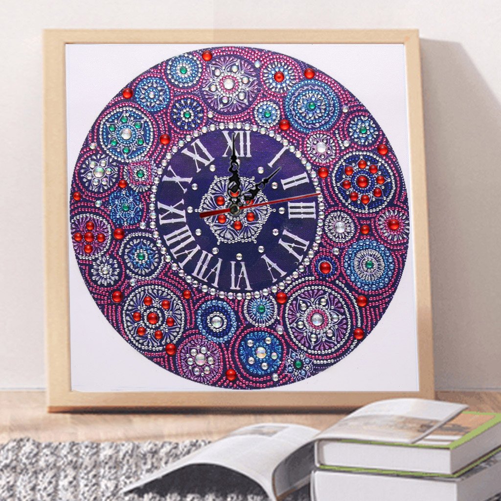 Mandala-Blumen-Uhr Uhren | Speziell geformt | Kristall Strass | Vollständige runde Diamant-Malkits 