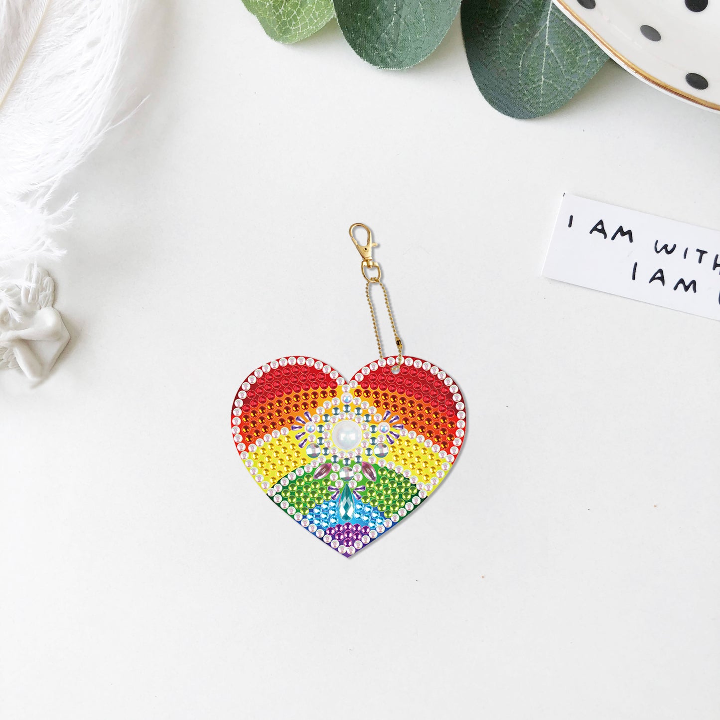 DIY keychain | Heart | Double-sided | Five Piece Set