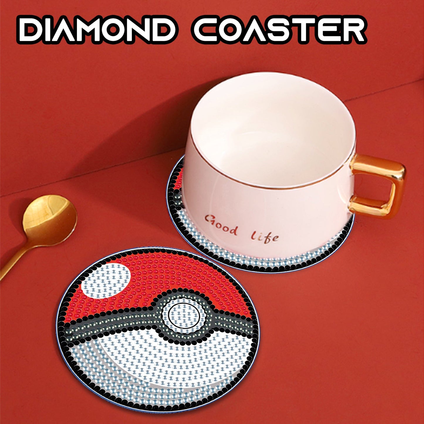 Ensemble de 2 pièces de sous-verre de peinture au diamant en forme de bricolage | Pokémon