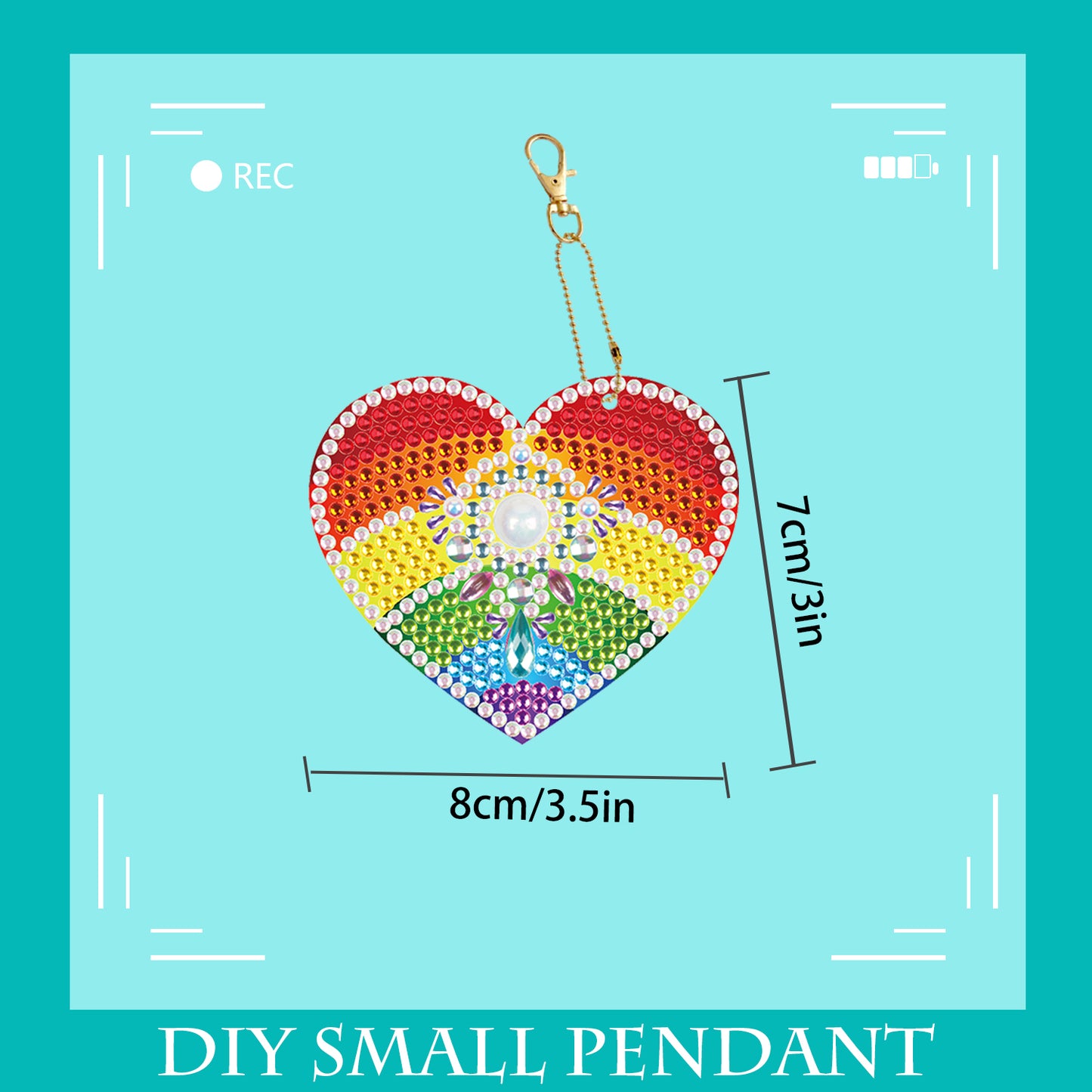 DIY keychain | Heart | Double-sided | Five Piece Set