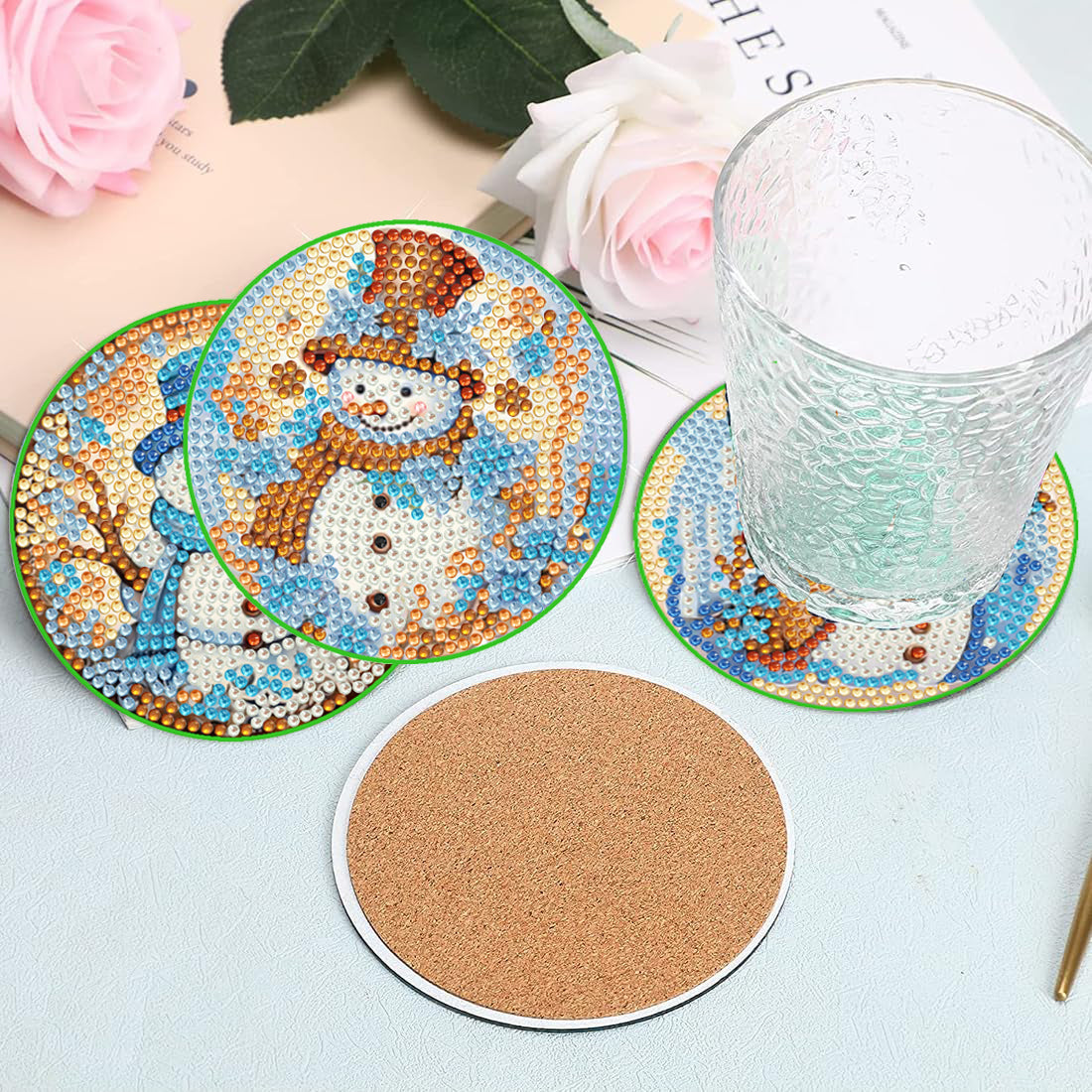 6 pcs set DIY Special Shaped Diamond Painting Coaster  | Snowman（no holder）