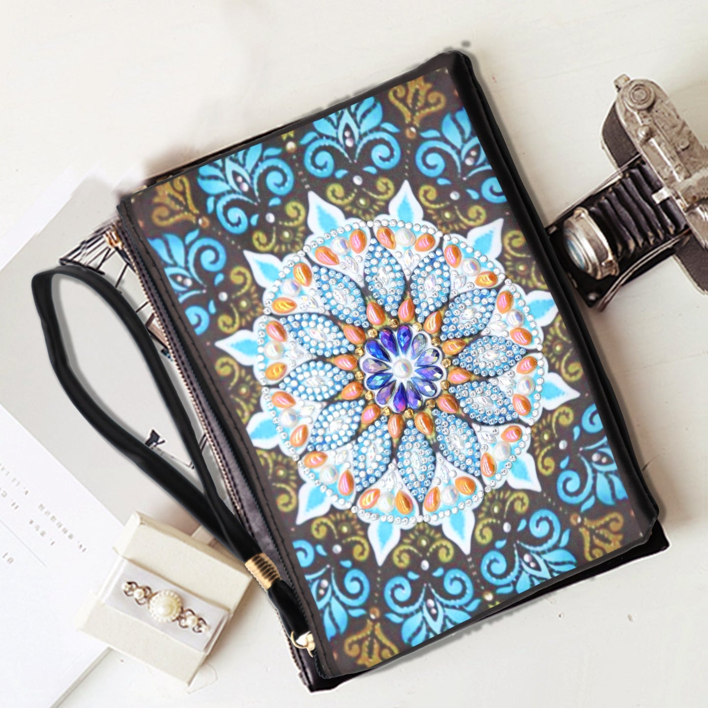 Diamond painting package DIY special-shaped diamond | Blue flower| handbag