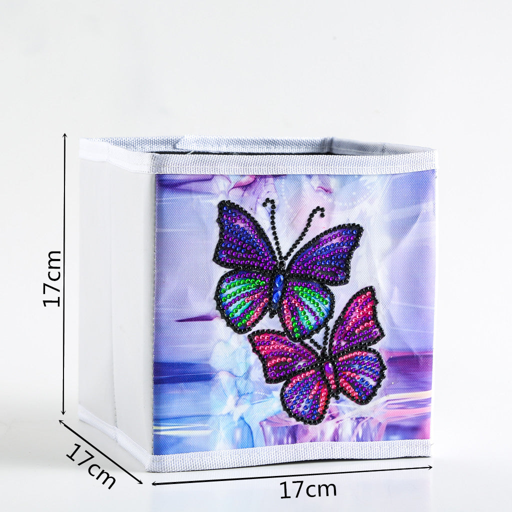 Boîte de rangement pour la maison en tissu papillon avec peinture au diamant en forme de bricolage