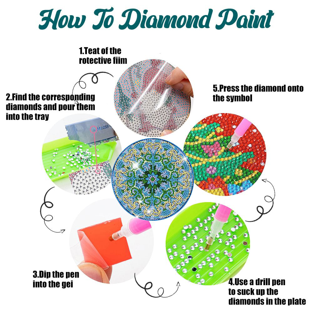 4PCS Diamond Painting Placemats Dish Mats | Mandala