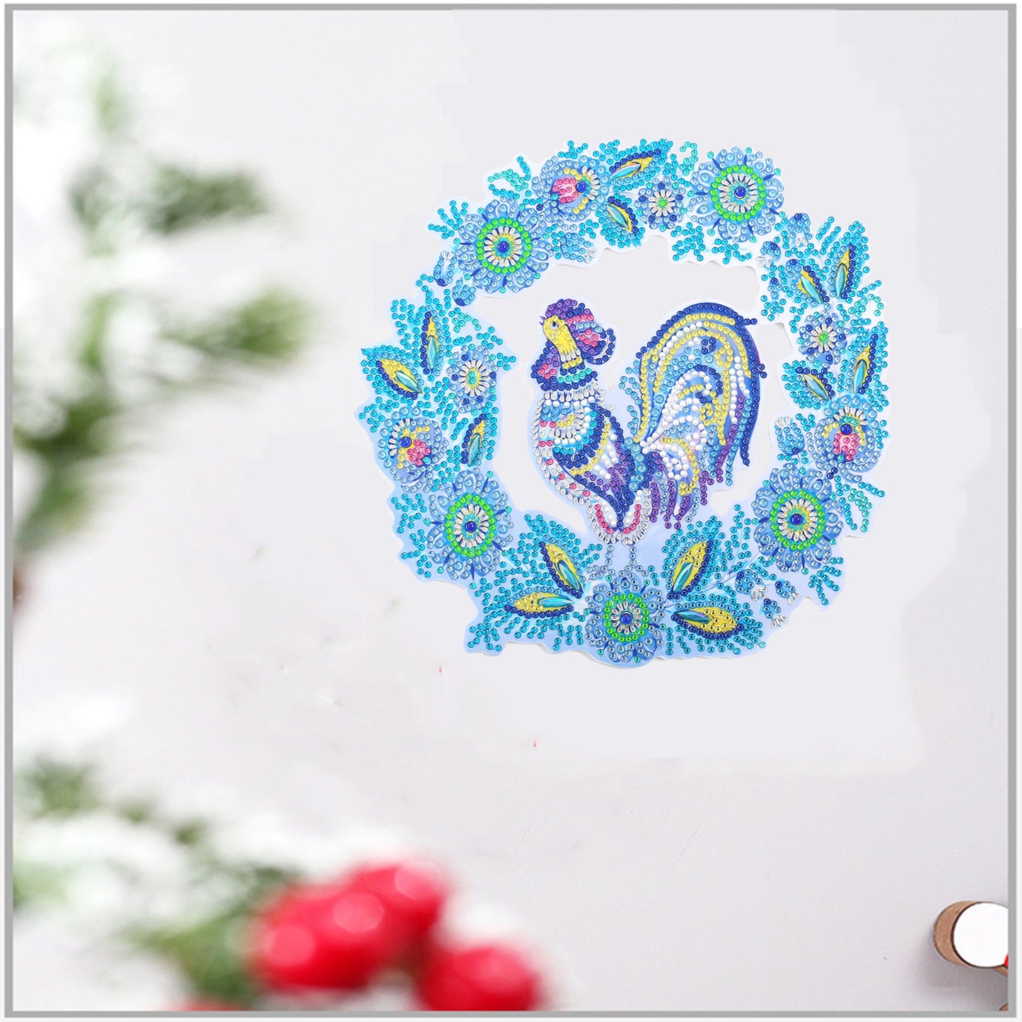 DIY Diamond Painting Wreath - Rooster
