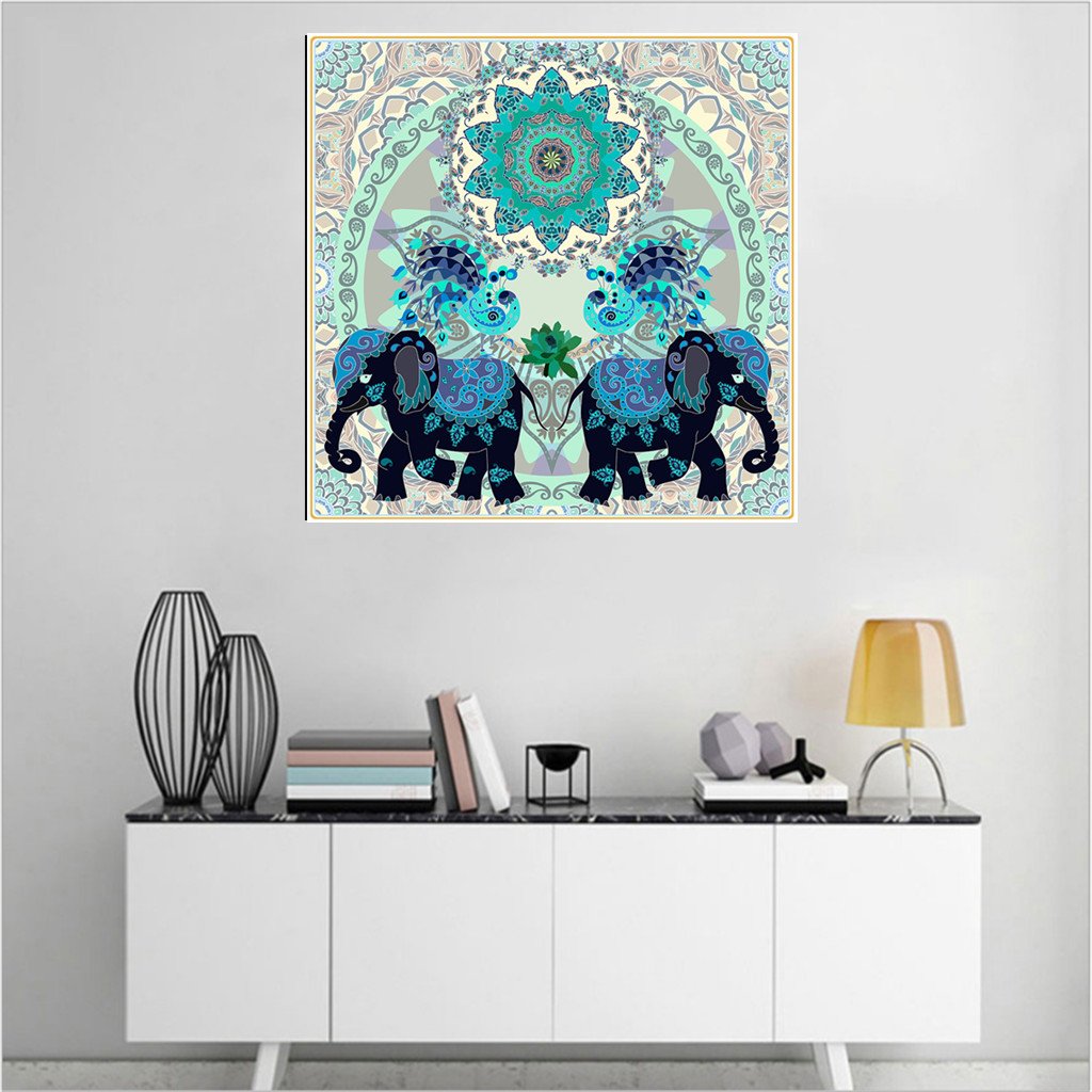 Elephant and Flower | Full Round Diamond Painting Kits