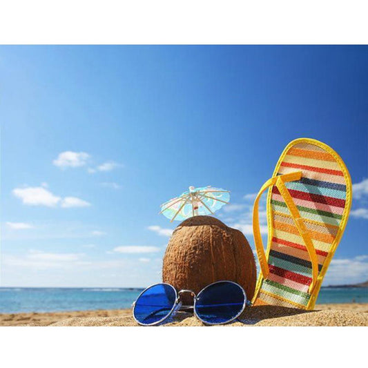 Beach slippers | Full Round Diamond Painting Kits