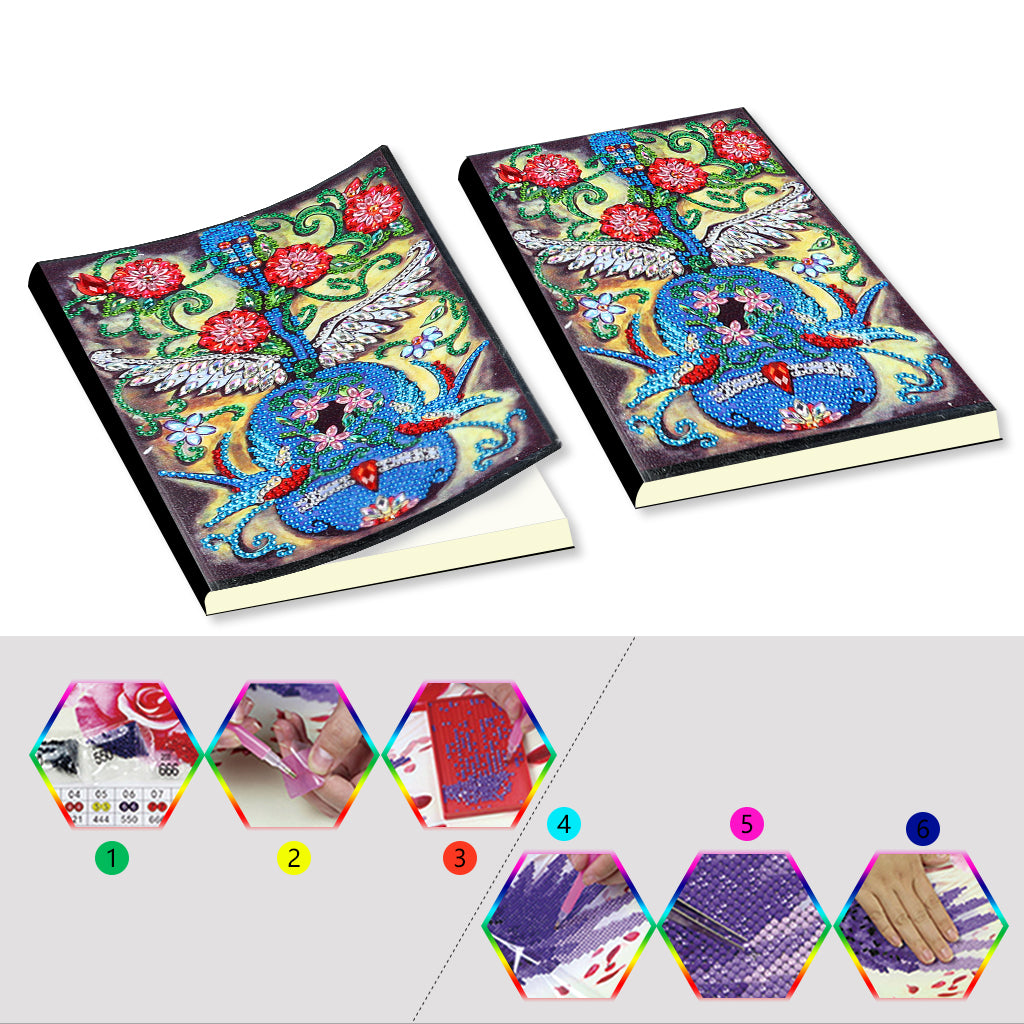 A5 5D Notebook DIY Part Special Shape Rhinestone Diary Book | Guitar