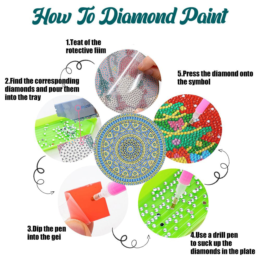 4PCS Diamond Painting Placemats Dish Mats | Mandala